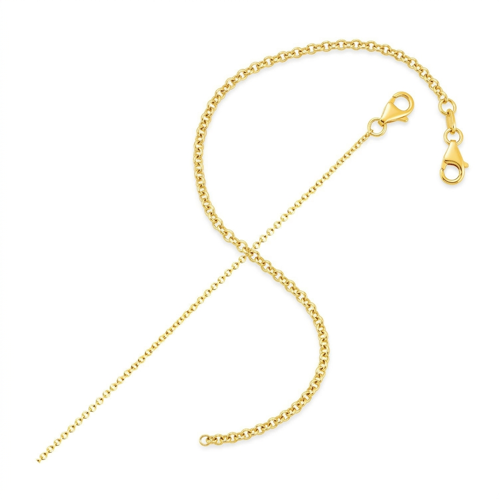 14k Yellow Gold Round Cable Link Chain 1.1mm