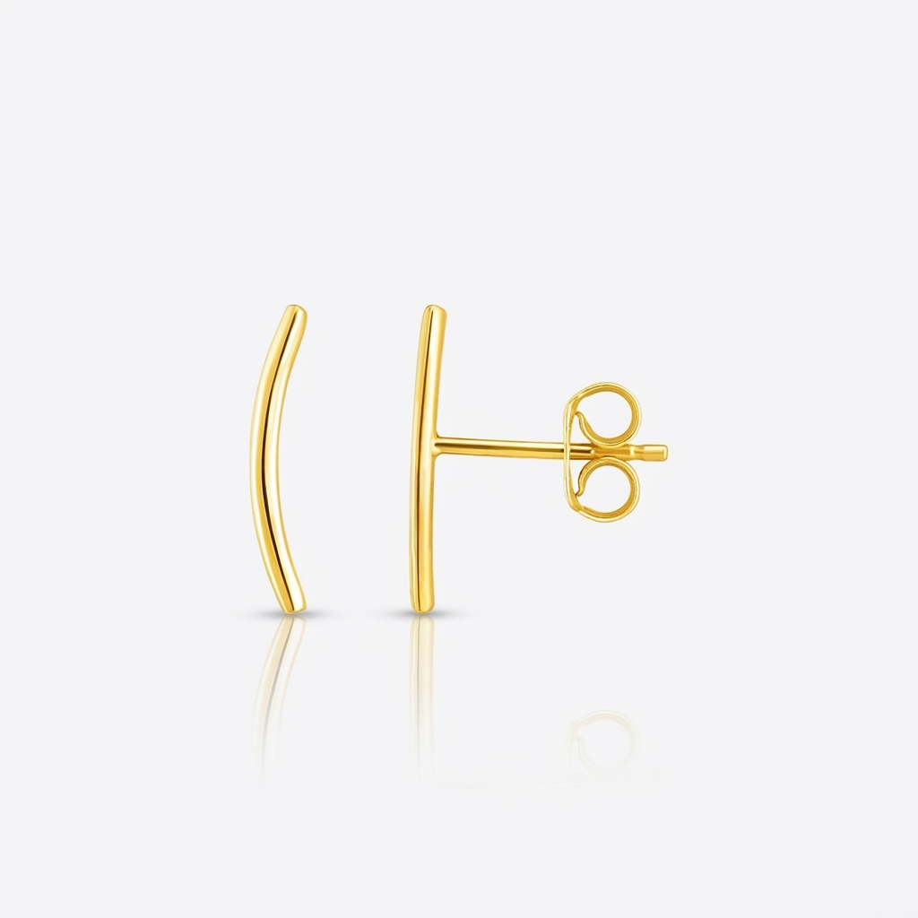14k Yellow Gold Curve Climber Post Earrings