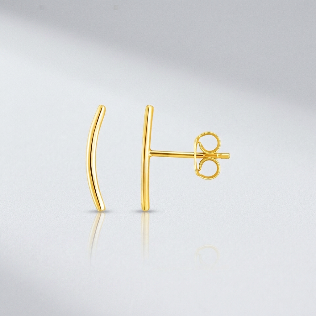 14k Yellow Gold Curve Climber Post Earrings DestGlow