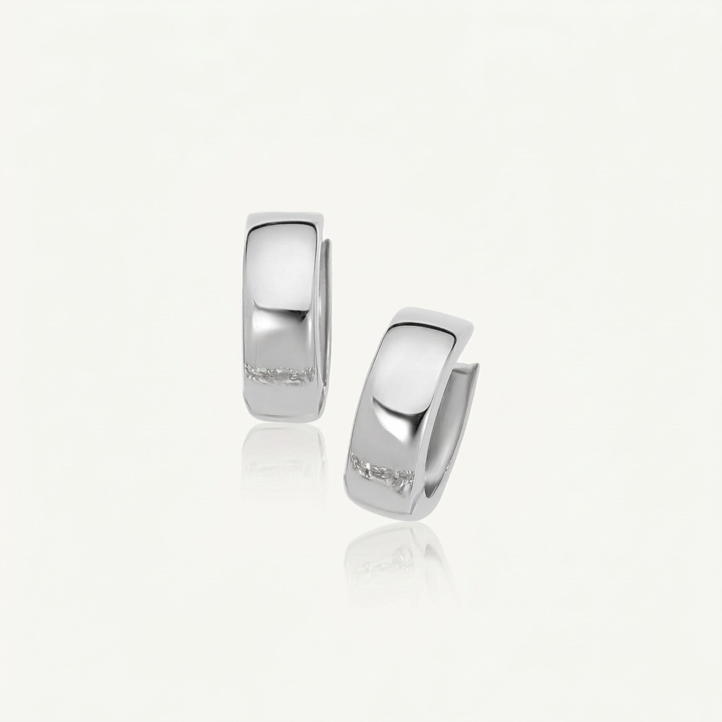 10k White Gold Snuggable Hoop Earrings DestGlow