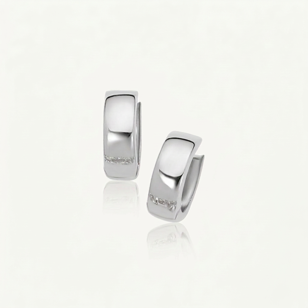 10k White Gold Snuggable Hoop Earrings DestGlow