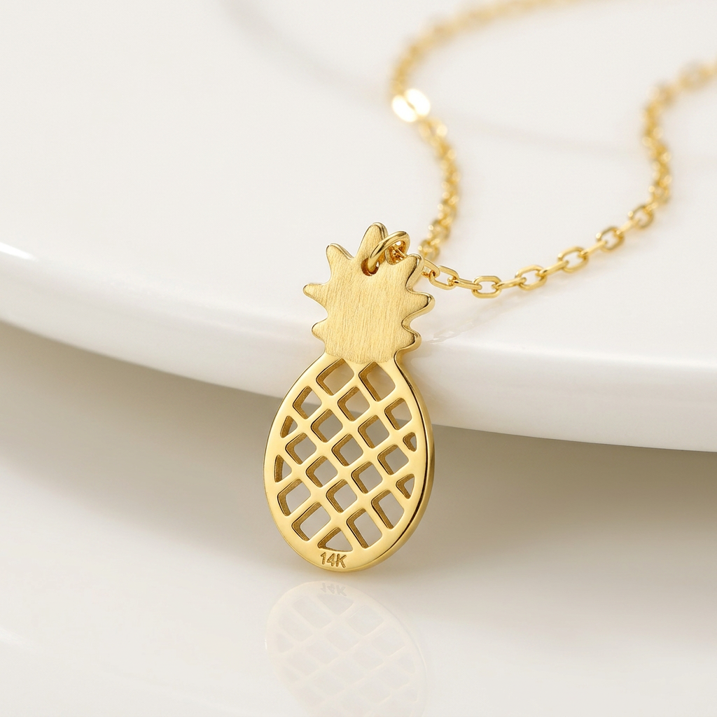 14K Yellow Gold Pineapple Necklace