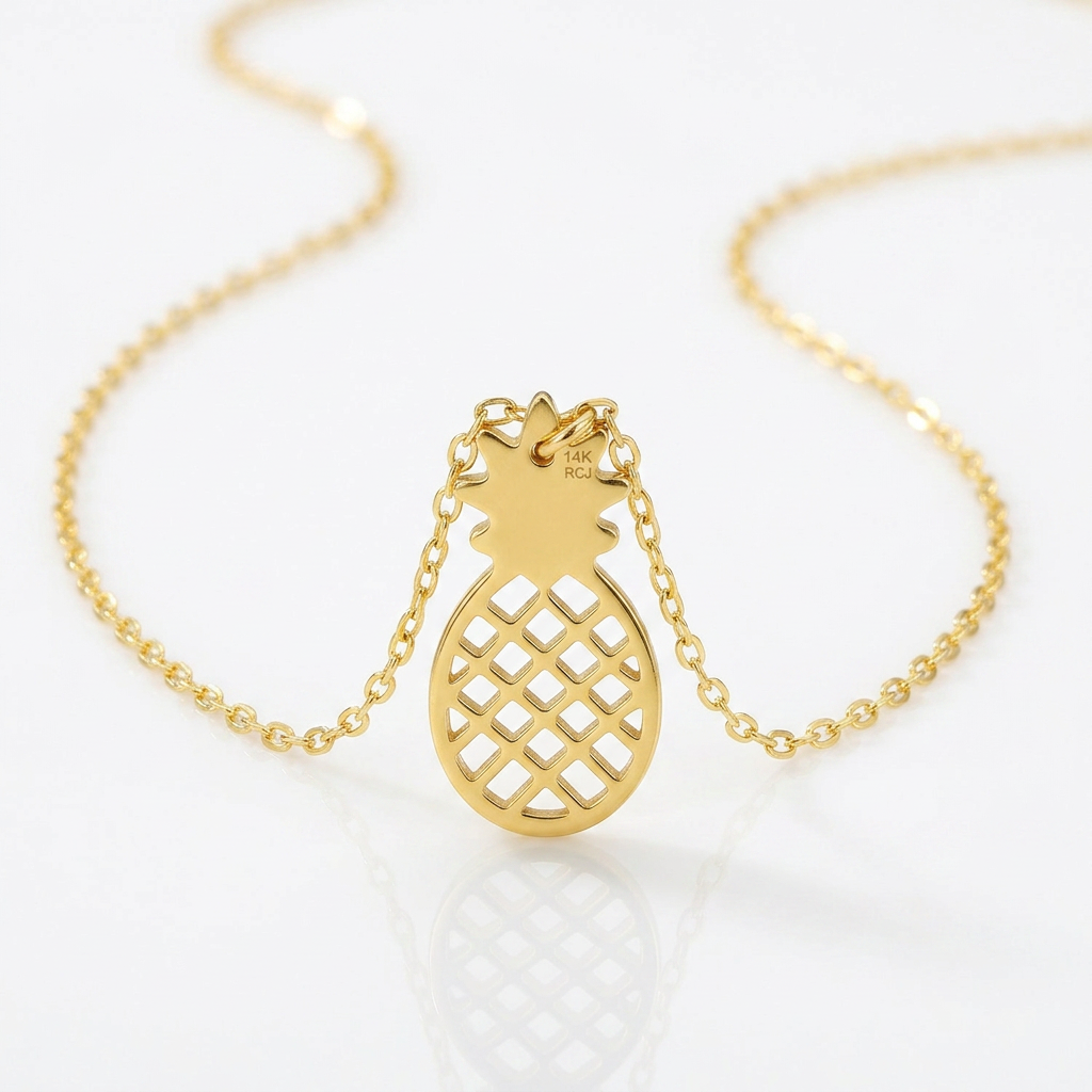 14K Yellow Gold Pineapple Necklace DestGlow