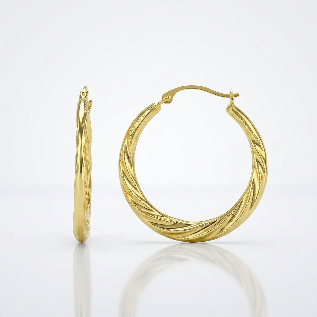 10k Yellow Gold Graduated Twisted Hoop Earrings