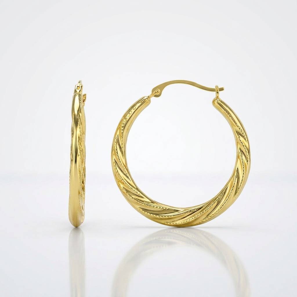 10k Yellow Gold Graduated Twisted Hoop Earrings