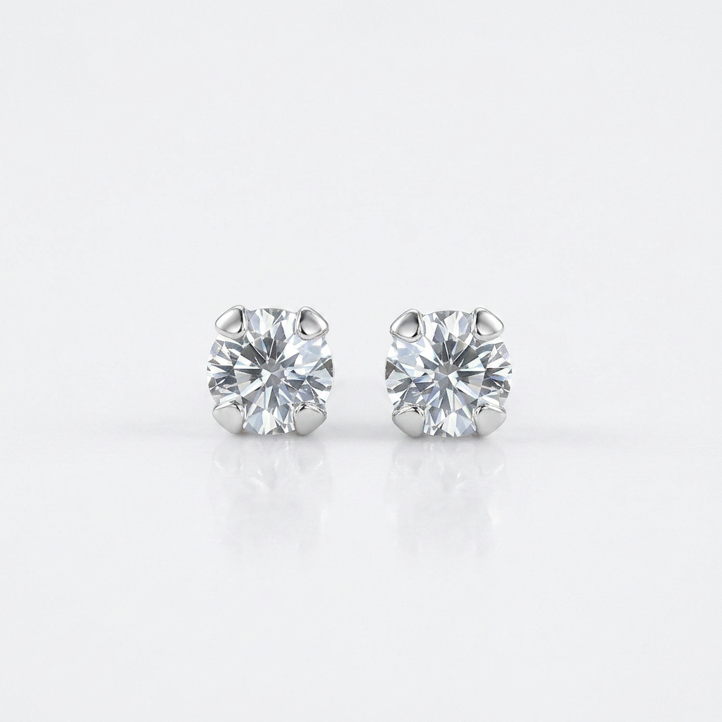 14k White Gold White Cubic Zirconia 2mm Stud Earrings