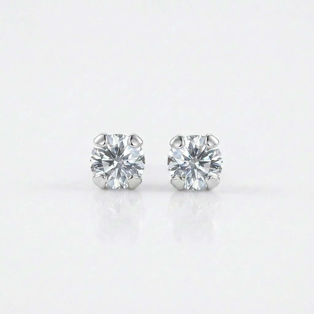 14k White Gold White Cubic Zirconia 2mm Stud Earrings