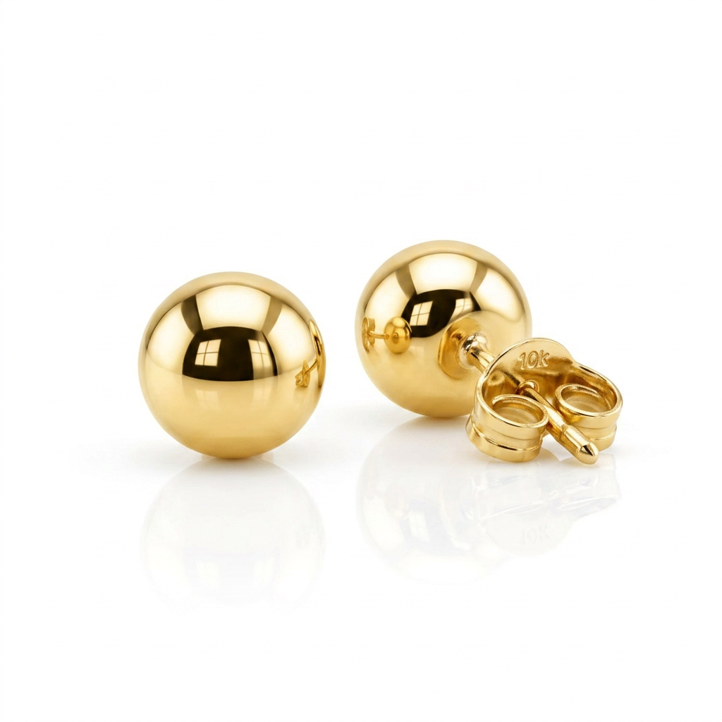 10k Yellow Gold Round Stud Earrings (5.0 mm)