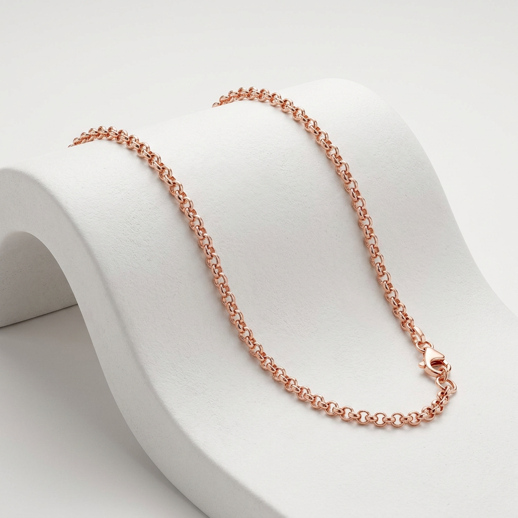 14k Pink Gold Round Cable Link Chain 1.1mm