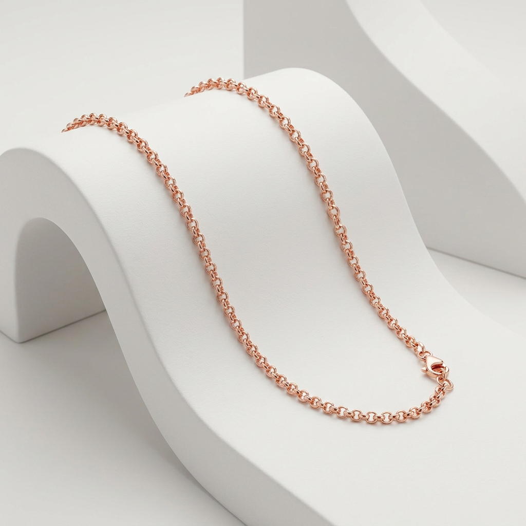 14k Pink Gold Round Cable Link Chain 1.1mm DestGlow