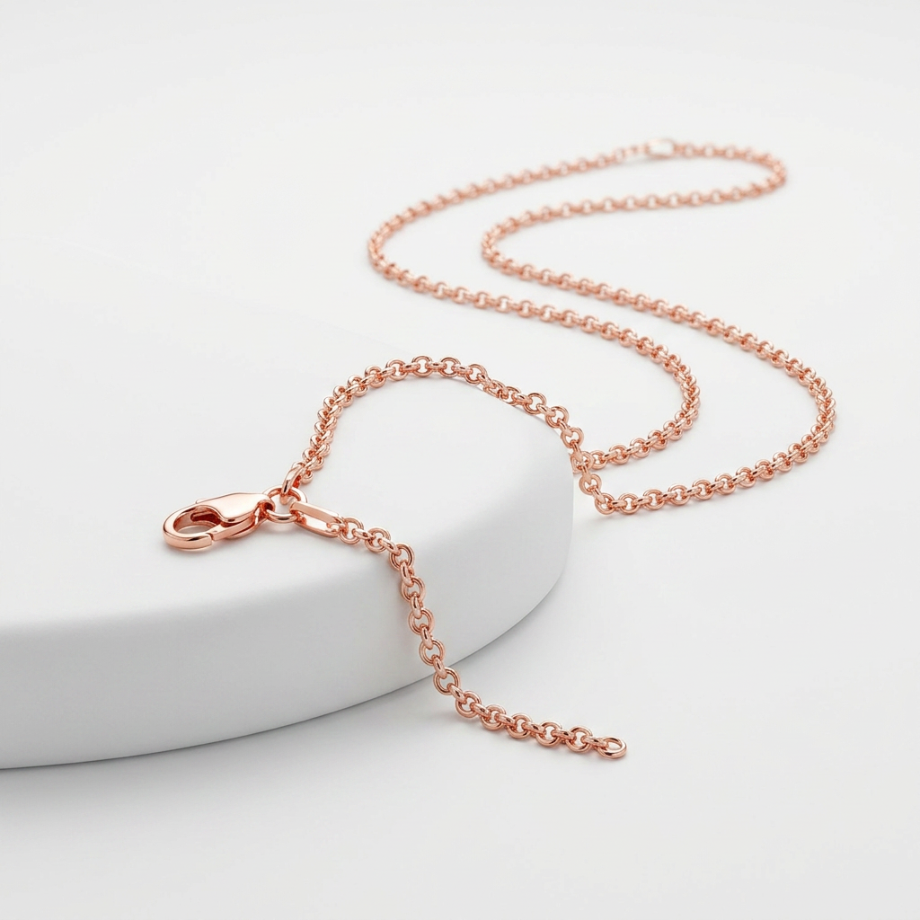 14k Pink Gold Round Cable Link Chain 1.1mm