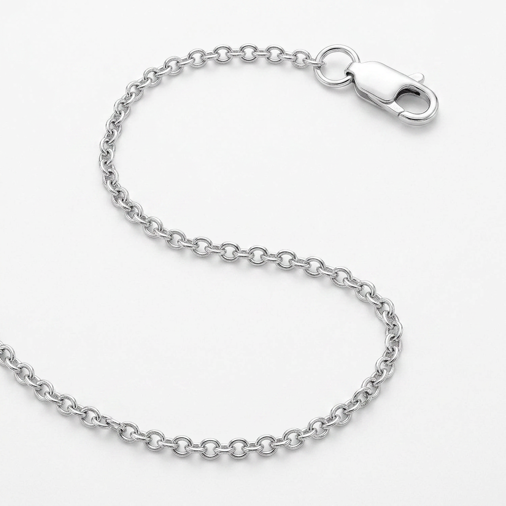 Sterling Silver Rhodium Plated Round Cable Chain 1.8mm