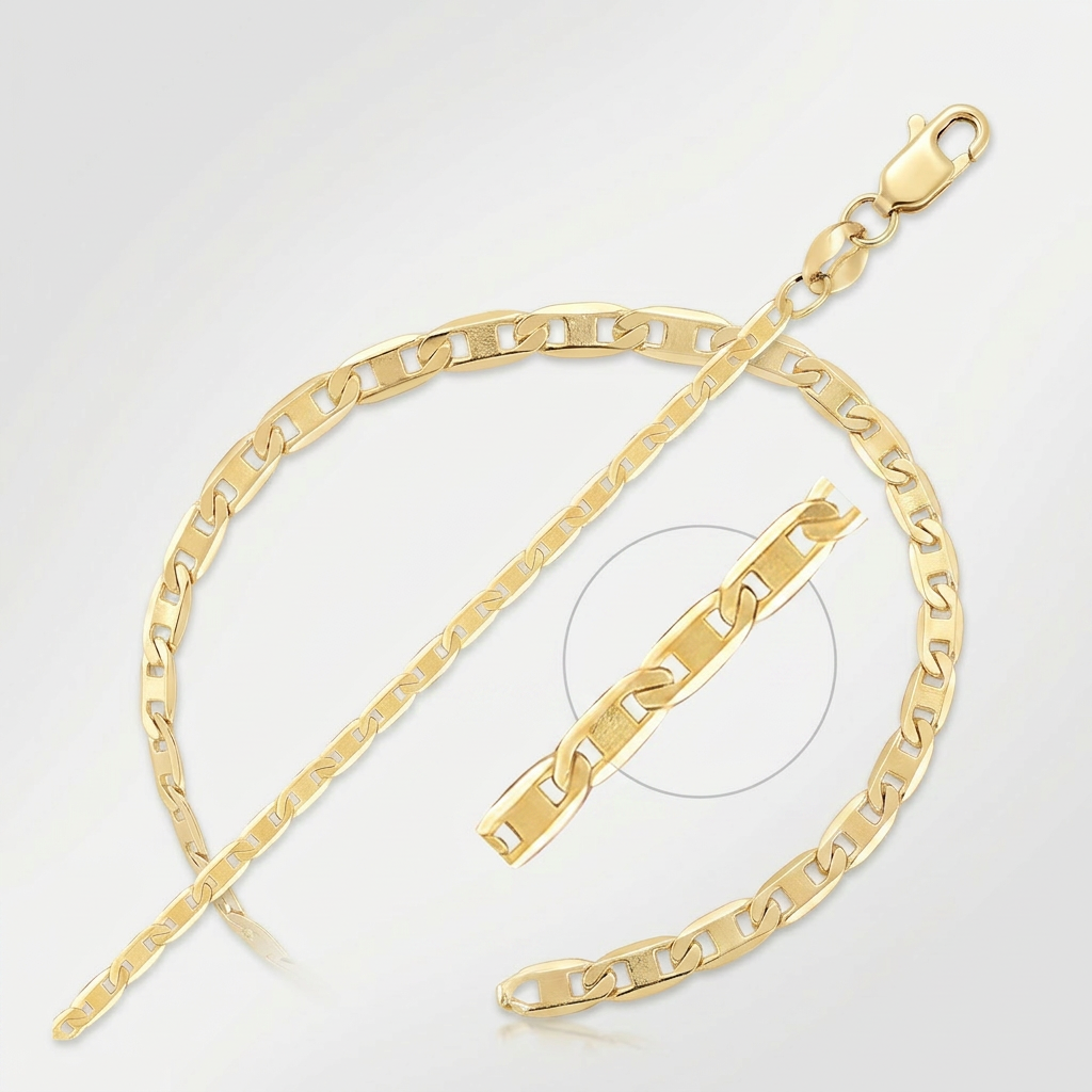 14k Yellow Gold Mariner Link Anklet 1.7mm DestGlow