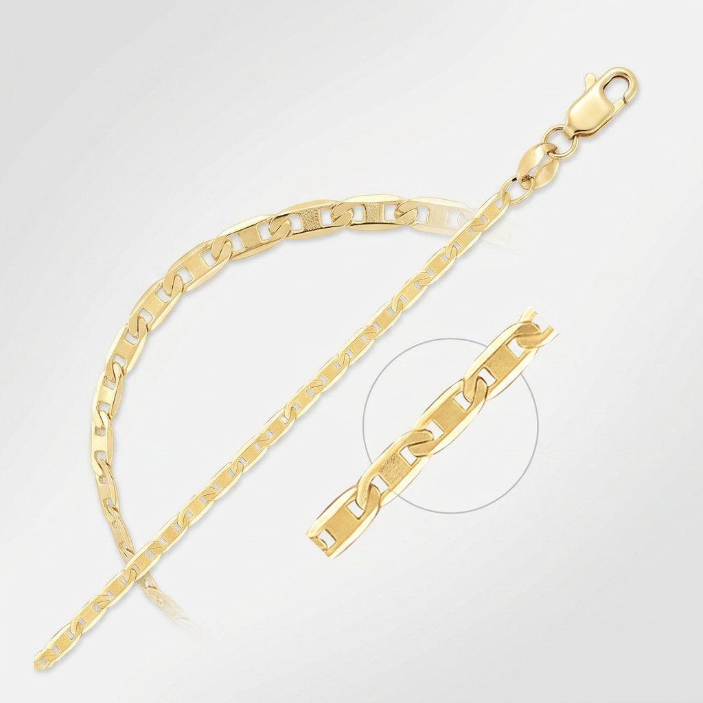14k Yellow Gold Mariner Link Anklet 1.7mm DestGlow