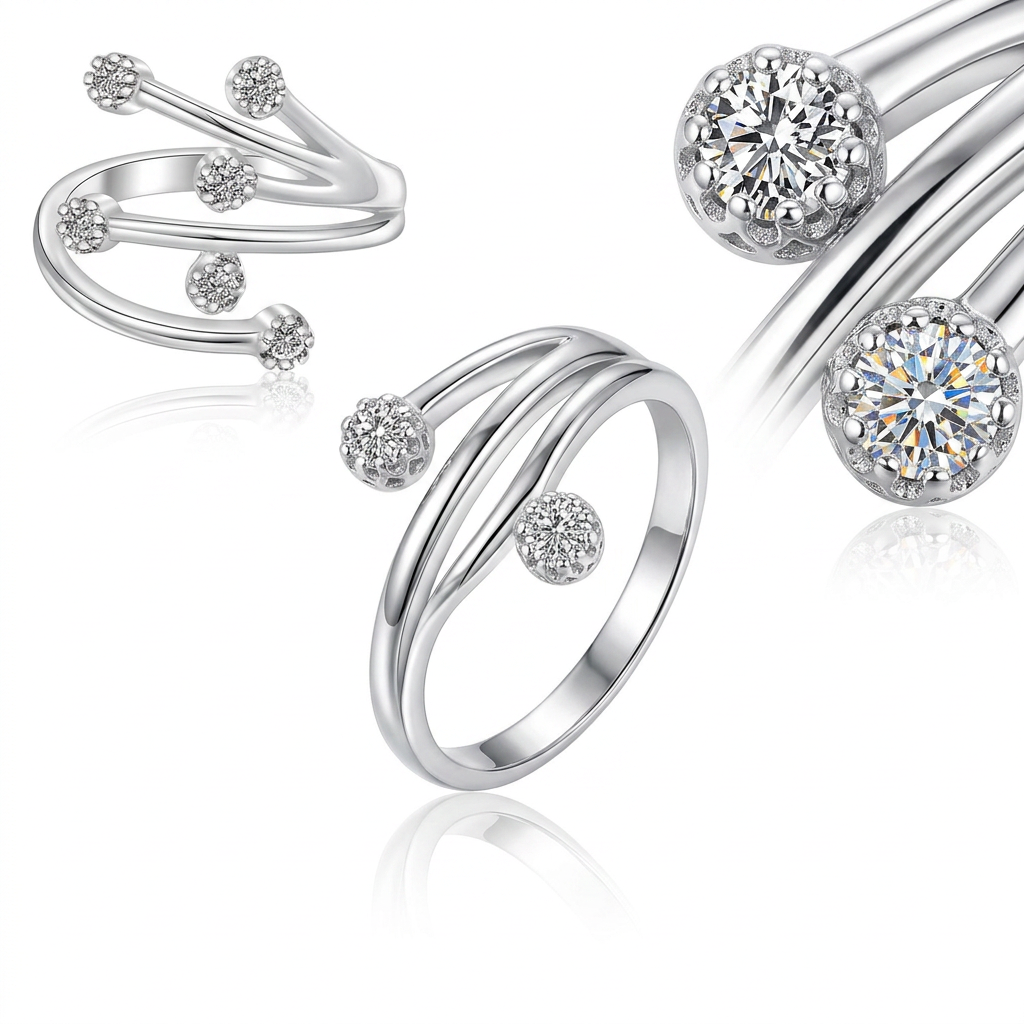 Sterling Silver Rhodium Finished White Cubic Zirconia Embellished Toe Ring