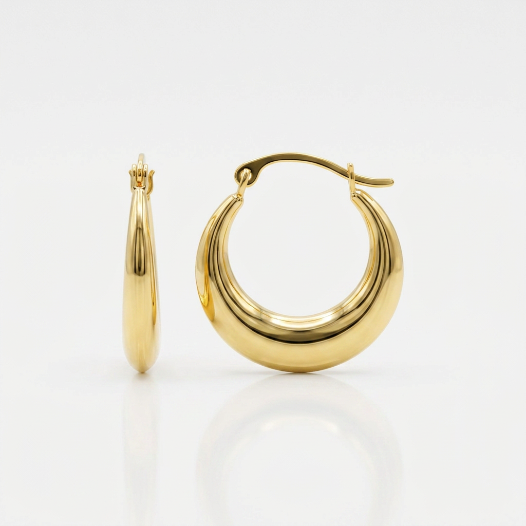 14k Yellow Gold Graduated Round Shape Hoop Earrings