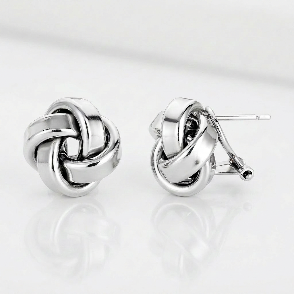 Large Sterling Silver Polished Love Knot Earrings DestGlow