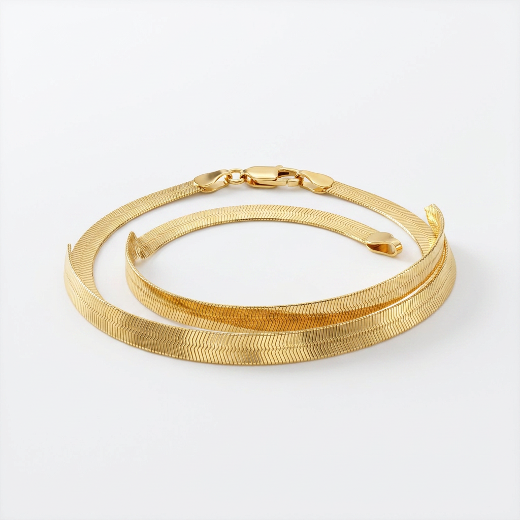 4.0mm 14k Yellow Gold Super Flex Herringbone Bracelet
