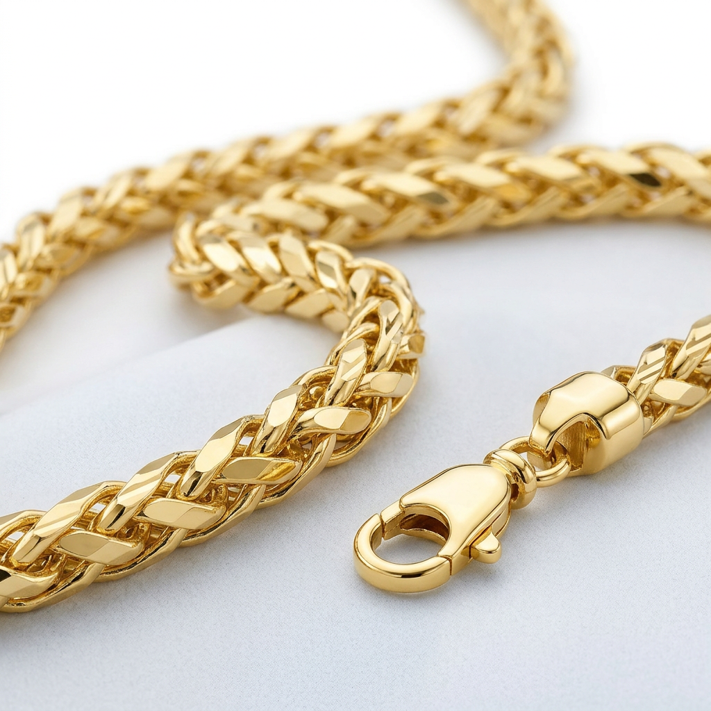 4.0mm 14k Yellow Solid Gold Diamond Cut Round Franco Chain DestGlow