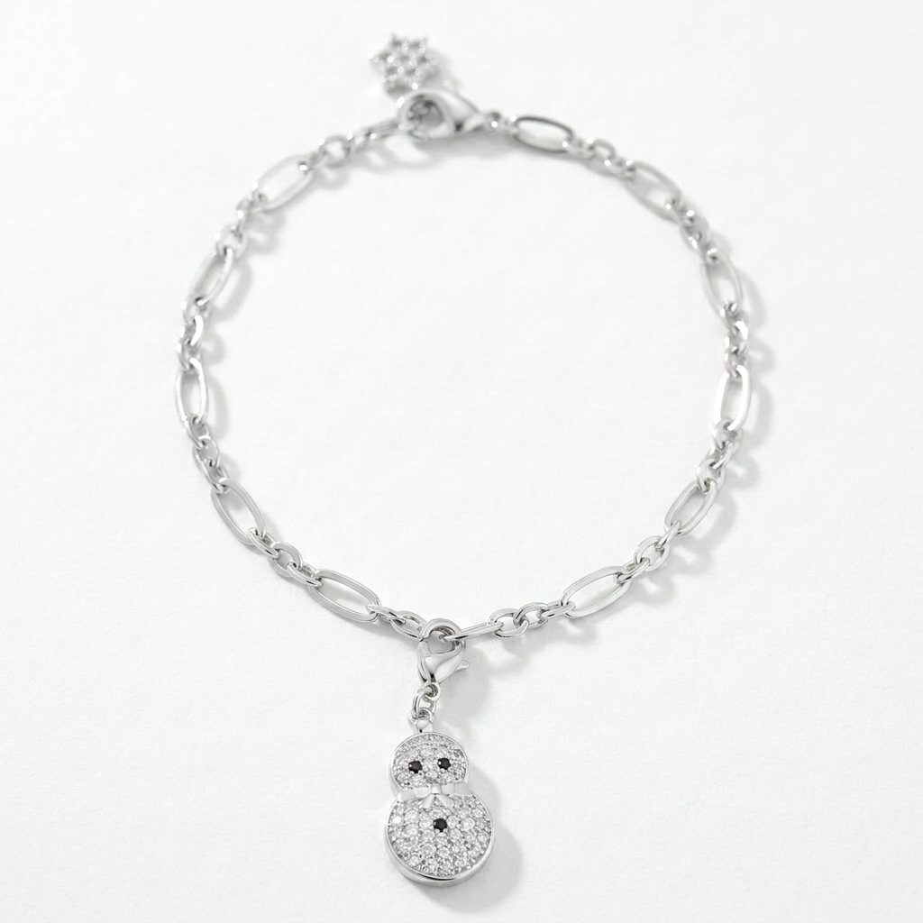 Snowman 0.2ct CZ Holiday Charm Bracelet DestGlow