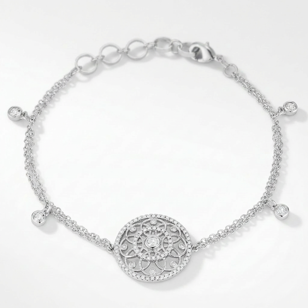 .5 Ct Bracelet with Interlocking Circles and CZ
