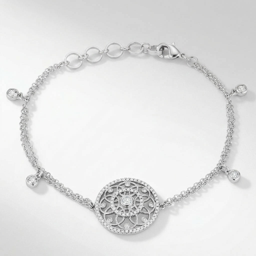 .5 Ct Bracelet with Interlocking Circles and CZ DestGlow