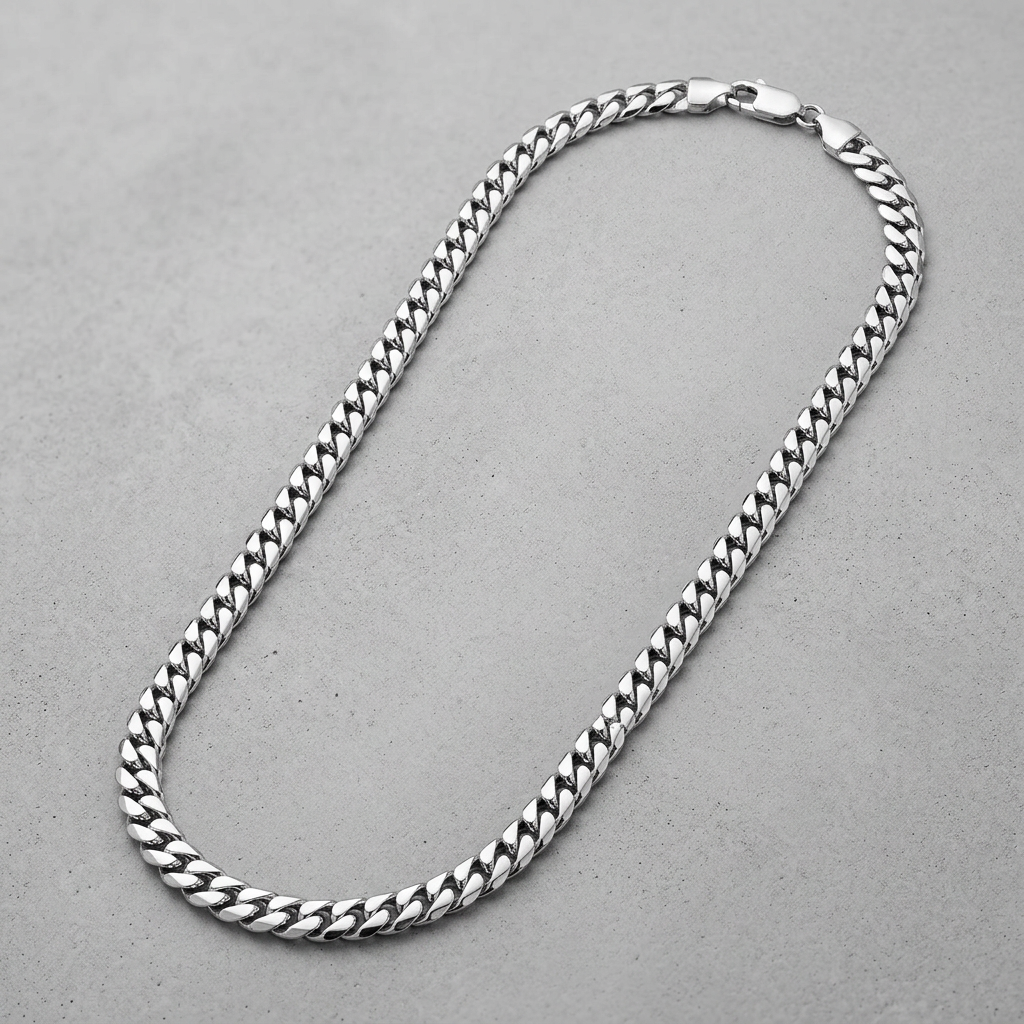 Sterling Silver Rhodium Plated Miami Cuban Chain 6.2mm DestGlow