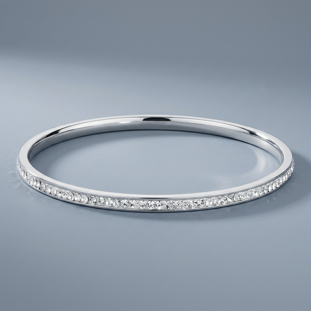 Simple Plated Finish Crystal Bangle