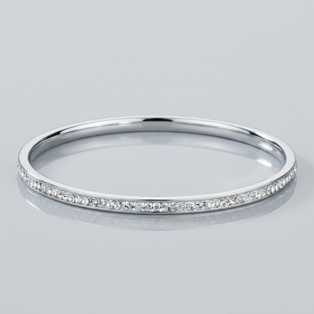 Simple Plated Finish Crystal Bangle