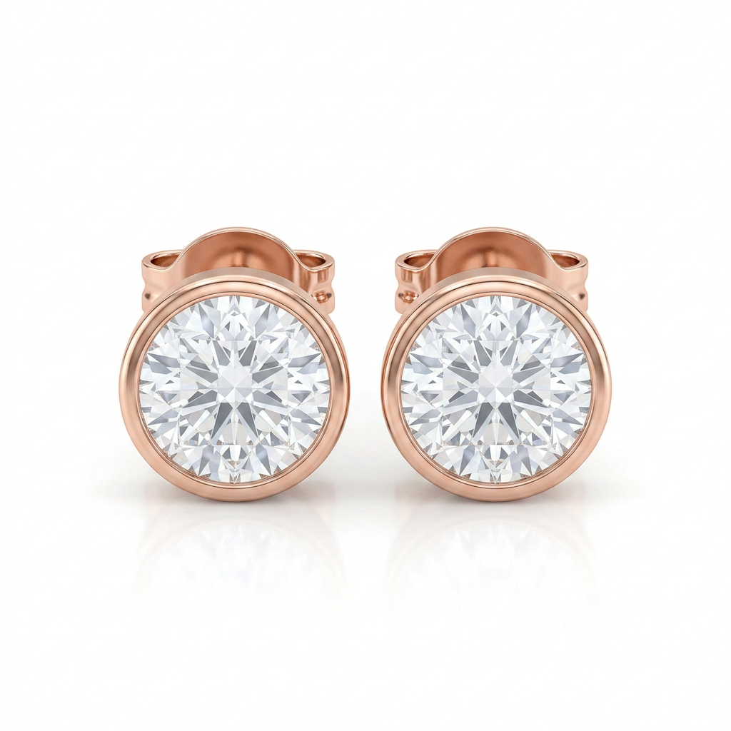 Bezel Solitaire Stud Earrings DestGlow