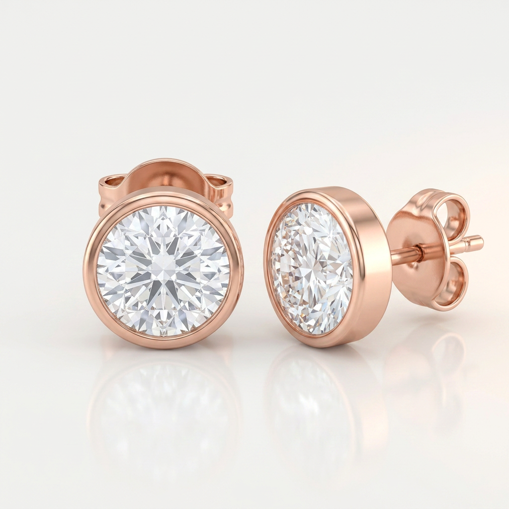 Bezel Solitaire Stud Earrings