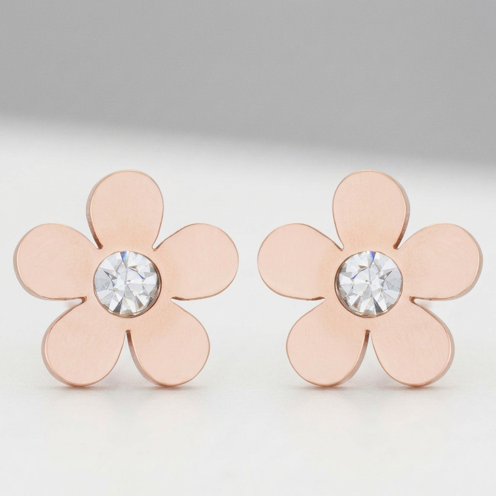 Avera Daisy 0.3ct CZ Stainless Steel Flower Stud Earrings DestGlow