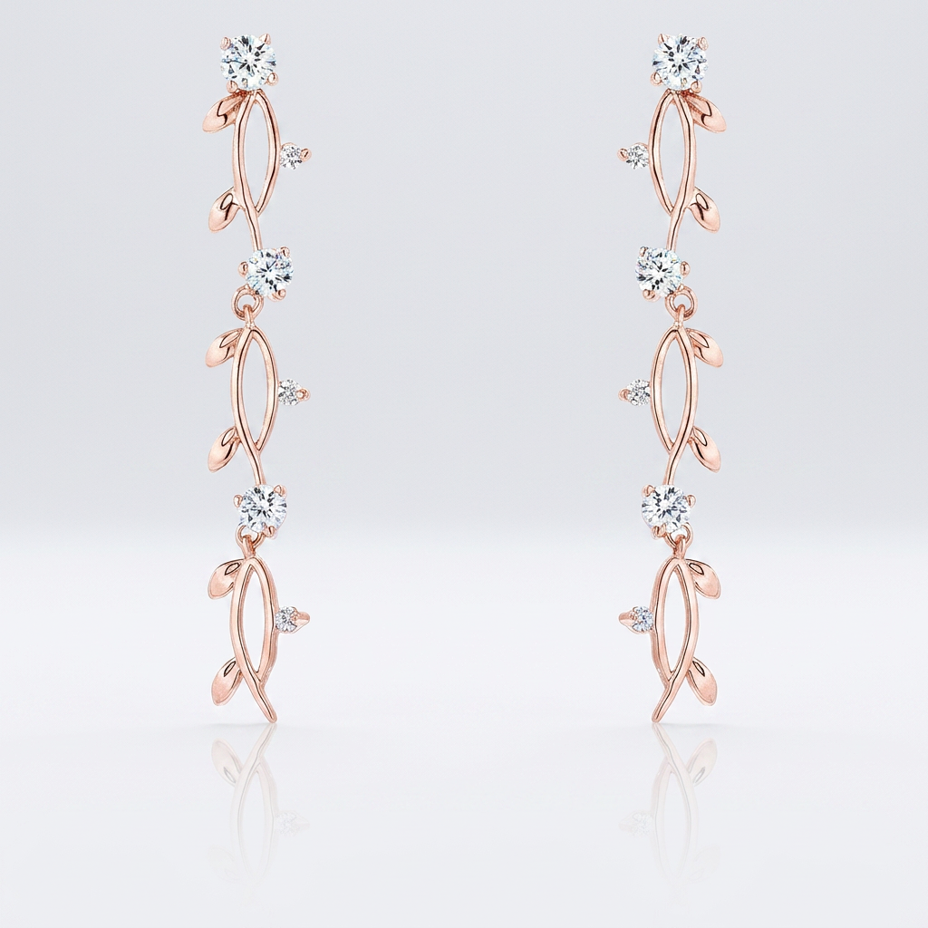 Avera 1.1Ct Vine Design Plated Earrings DestGlow