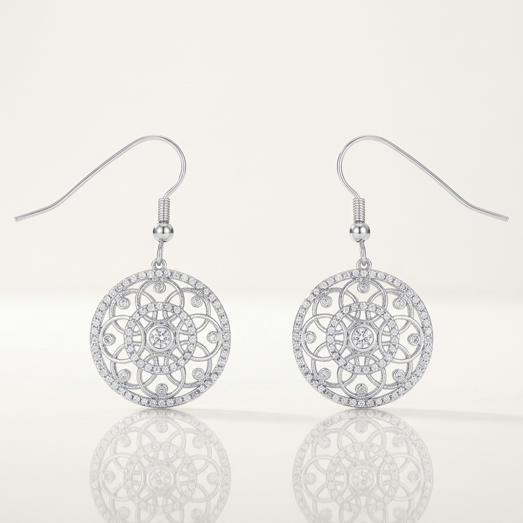 Avera .95 Ct Interlocking Circle and Cubic Zirconia Earrings
