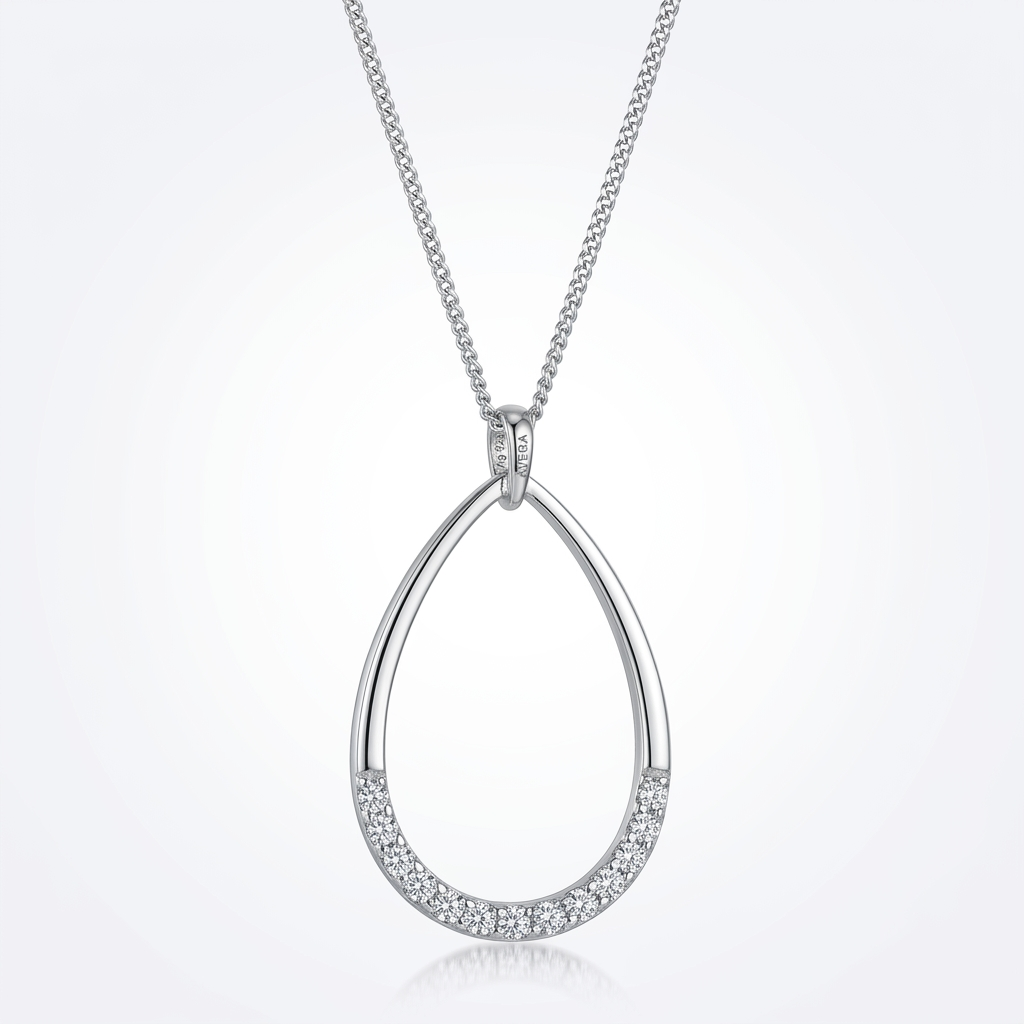 Avera Jewelry Crystal Teardrop Necklace Elegant Silver Pendant DestGlow