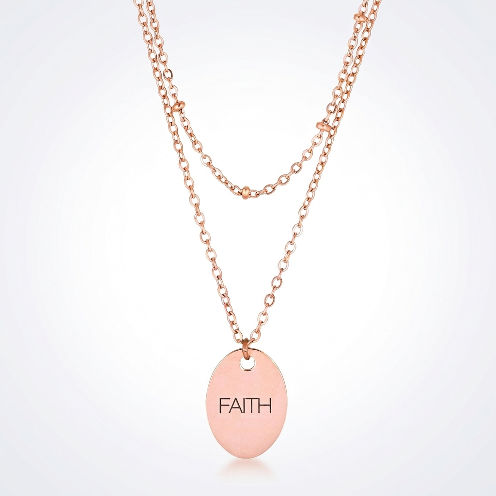 Jewelry Double Chain Faith Necklace In Rose Gold