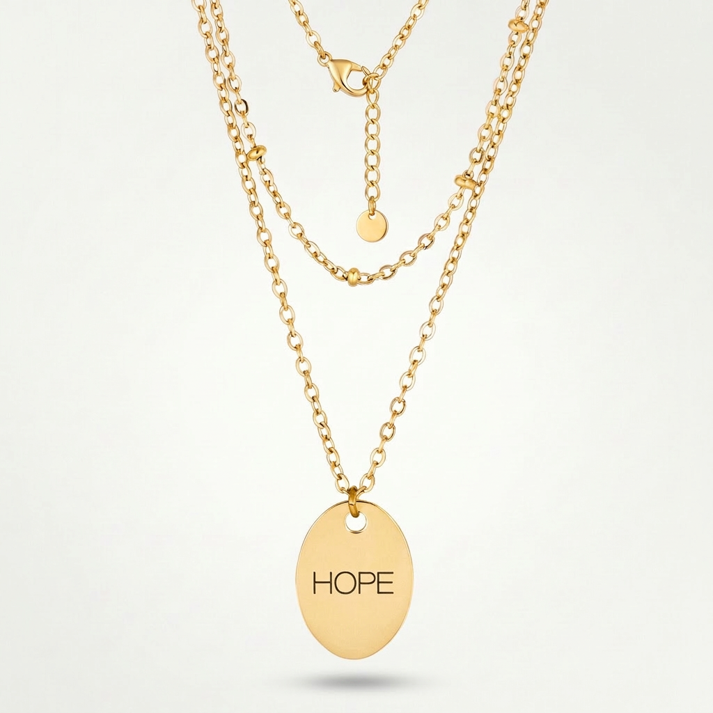 Avera Double Chain Hope Necklace In Radiant Gold DestGlow