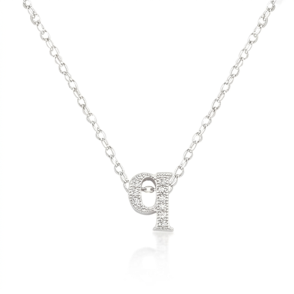 Avera Micro-Pave Initial Q Pendant In Sterling Silver