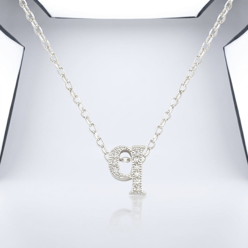 Avera Micro-Pave Initial Q Pendant In Sterling Silver DestGlow