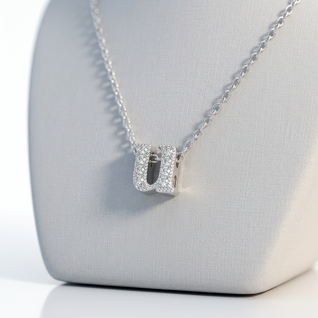 Avera Micro-Pave Initial U Pendant In Sterling Silver