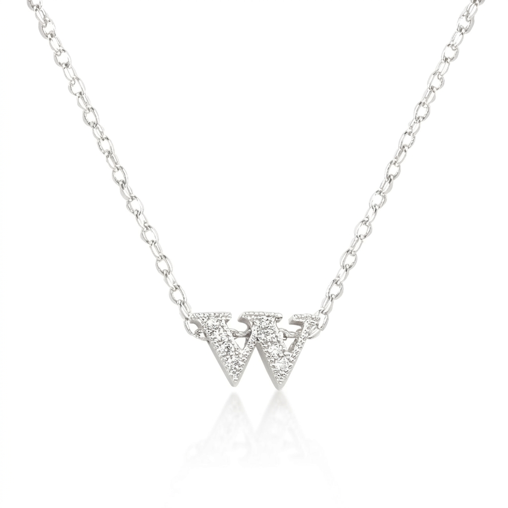 Avera Micro-Pave Initial W Pendant In Sterling Silver