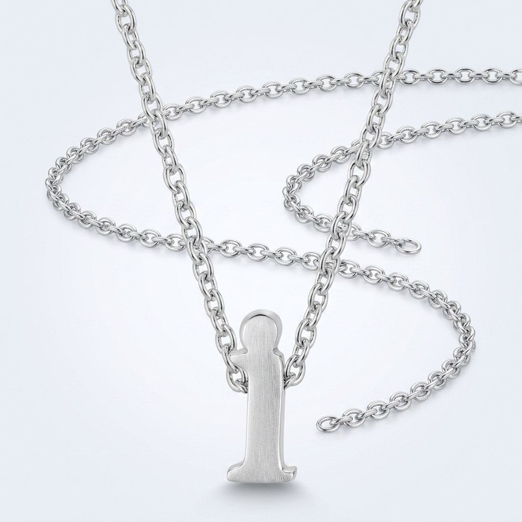 Avera Finish Initial I Pendant Sterling Silver Letter Charm