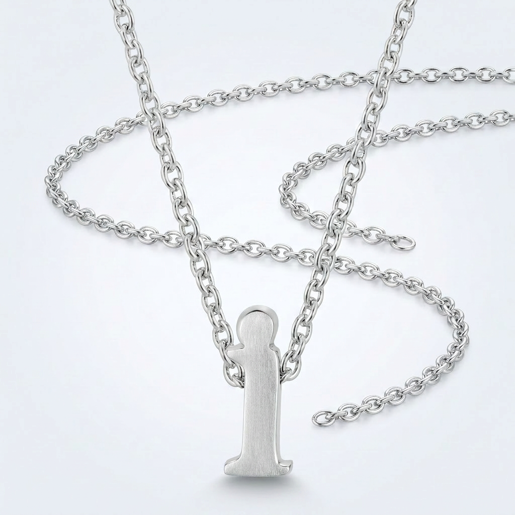 Avera Finish Initial I Pendant Sterling Silver Letter Charm