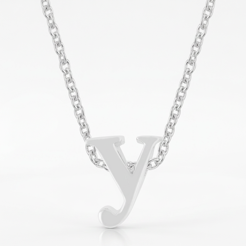 Avera Finish Initial Y Pendant Sterling Silver Necklace
