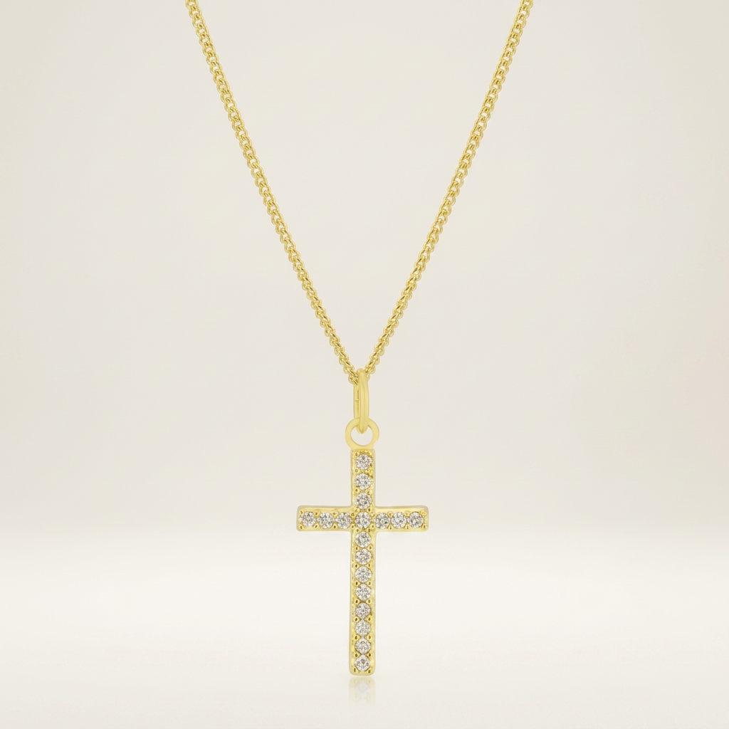 Avera Minimalist Simple Cross Pendant Necklace in Gold
