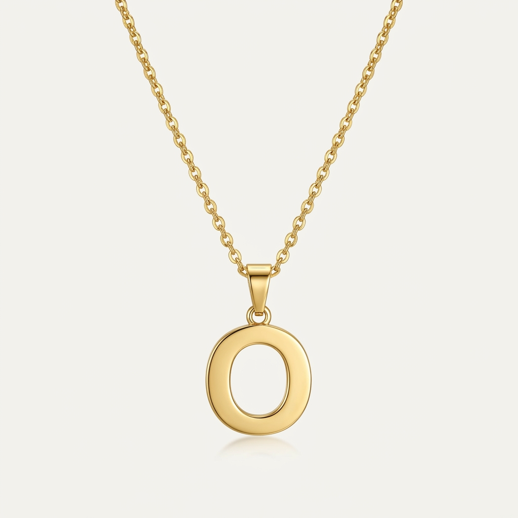 Avera Elaina Stainless Steel O Initial Necklace Gold