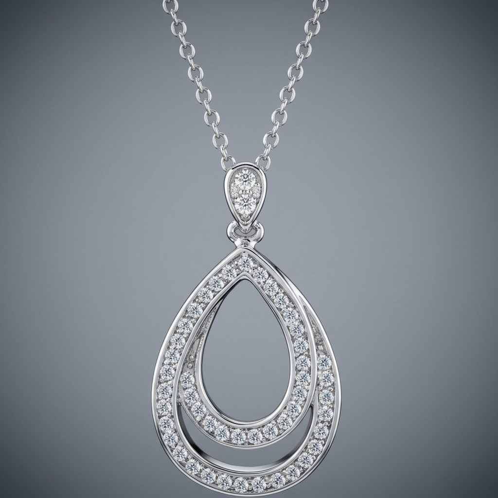 Avera Evening Teardrop Pendant In Polished Silver