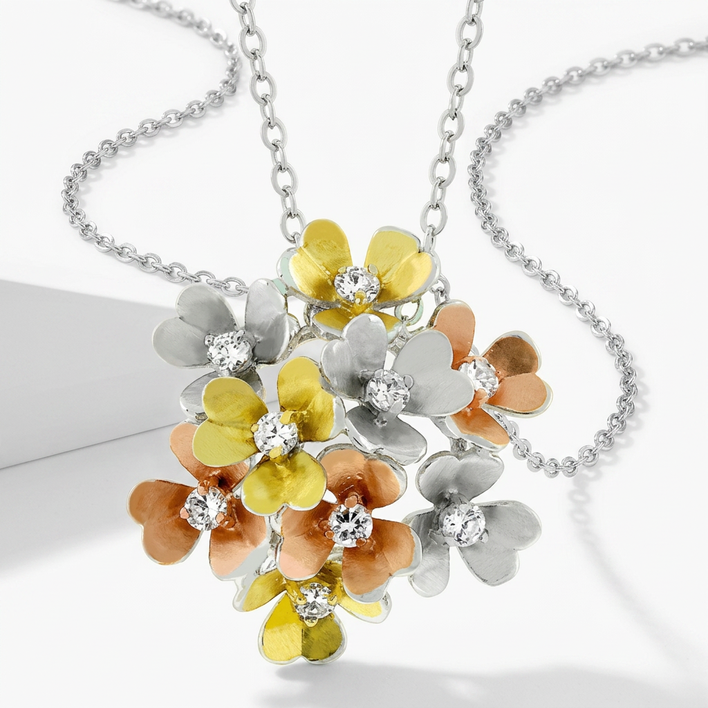 Avera Summer Bouquet Floral Pendant Necklace Multi