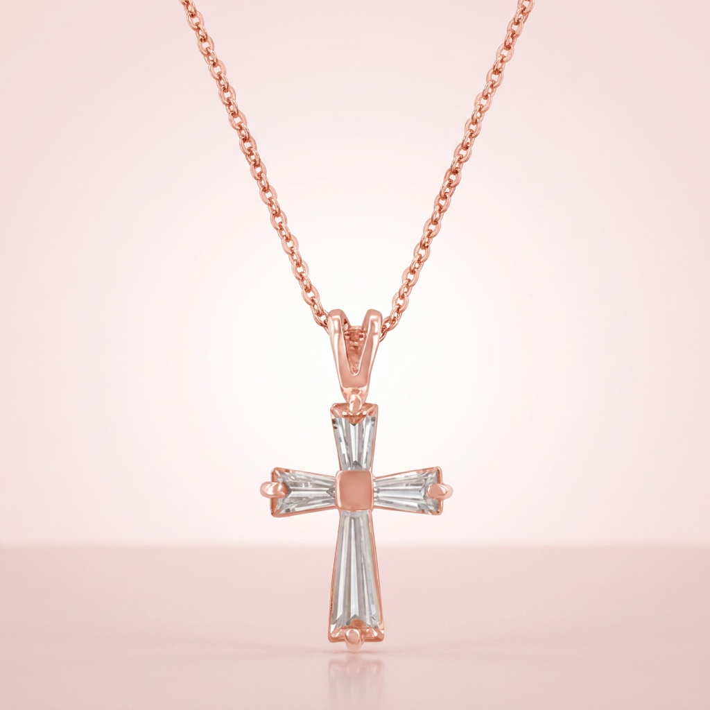 Avera Elegant Minimalist Cross Necklace In Pink
