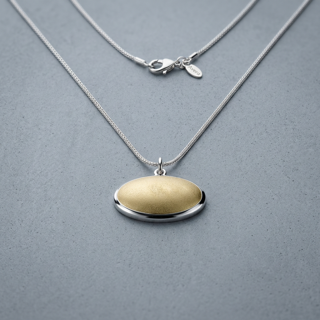 Avera Oval Eye Pendant Necklace in Beige